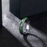 Load image into Gallery viewer, 4mm Silver Black Tungsten Carbide Ring Green Moss Agate Inlay for Womens Mens Wedding Band Anniversary Ring