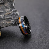 Load image into Gallery viewer, Fashion Jewelry 8mm Guitar String Barrel Wood and Abalone Shell Pattern Tungsten Carbide Rings for Men Wedding Engagement