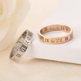 Load image into Gallery viewer, 18K Rose Gold Plated Roman Digital Couple Ring Jewelry Stainless Steel Women Wedding Bands