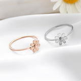 Load image into Gallery viewer, Simple Women Sunflower Petal Stainless Steel Ring Rose Gold Couple Jewelry