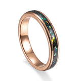 Load image into Gallery viewer, 4MM Polished  Meteorite Green Opal Stone Inlay Tungsten Carbide Ring