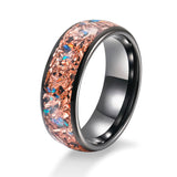 Load image into Gallery viewer, 8mm Black Plated Copper Inlaid with Red Blue Green Opal Stone Tungsten Carbide Band Ring