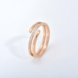 Load image into Gallery viewer, Simple Double Layer Ring Zircon Stainless Steel Ring 18k Rose Gold Women Ring Jewelry