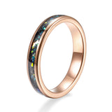 Load image into Gallery viewer, 4MM Polished  Meteorite Green Opal Stone Inlay Tungsten Carbide Ring