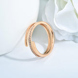 Load image into Gallery viewer, Simple Double Layer Ring Zircon Stainless Steel Ring 18k Rose Gold Women Ring Jewelry