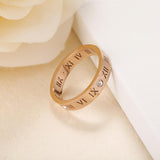 Load image into Gallery viewer, 18K Rose Gold Plated Roman Digital Couple Ring Jewelry Stainless Steel Women Wedding Bands