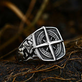 Load image into Gallery viewer, Vintage Compass Ring Men Stainless Steel Cast Ship Anchor Viking Ring