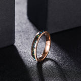 Load image into Gallery viewer, 4MM Polished  Meteorite Green Opal Stone Inlay Tungsten Carbide Ring