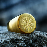 Load image into Gallery viewer, Men Gold Silver Black Stainless Steel Compass Viking Ring Wholesale