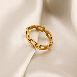 Load image into Gallery viewer, Simple Hollow Stainless Steel Ring 18K Gold Plated Chain Women Ring Jewelry