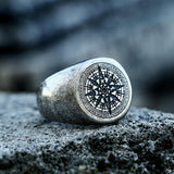 Load image into Gallery viewer, Men Gold Silver Black Stainless Steel Compass Viking Ring Wholesale