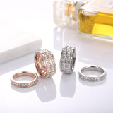 Load image into Gallery viewer, Gold/Silver/Rose Gold Double Row Zircon Stainless Steel Women&#39;s Ring Engagement Wedding Bands