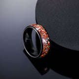 Load image into Gallery viewer, 8mm Black Plated Copper Inlaid with Red Blue Green Opal Stone Tungsten Carbide Band Ring