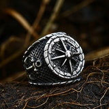 Load image into Gallery viewer, Vintage Compass Ring Men Stainless Steel Cast Ship Anchor Viking Ring