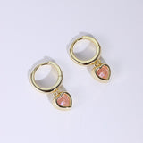 Load image into Gallery viewer, OAHLAN Women&#39;s S925 Sterling Silver Hoop Earrings Fine Jewelry Gold Plated Pink Zircon for Parties Weddings and Anniversaries