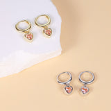Load image into Gallery viewer, OAHLAN Women&#39;s S925 Sterling Silver Hoop Earrings Fine Jewelry Gold Plated Pink Zircon for Parties Weddings and Anniversaries