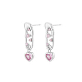Load image into Gallery viewer, OAHLAN Women&#39;s Trendy S925 Sterling Silver Pink Zircon Heart Clip Dangle Earrings Fine Jewelry for Wedding Party Gift