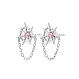 Load image into Gallery viewer, OAHLAN Fine Jewelry Spider Web Design S925 Sterling Silver Earrings with Pink Zircon for Women Parties Wedding Anniversary