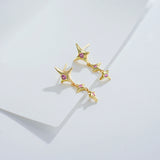 Load image into Gallery viewer, OAHLAN Fine Jewelry S925 Sterling Silver Stars Chain Drop Earrings Gold Plated for Women Parties Wedding Wholesale