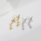 Load image into Gallery viewer, OAHLAN Fine Jewelry S925 Sterling Silver Stars Chain Drop Earrings Gold Plated for Women Parties Wedding Wholesale