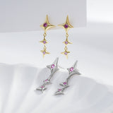 Load image into Gallery viewer, OAHLAN Fine Jewelry S925 Sterling Silver Stars Chain Drop Earrings Gold Plated for Women Parties Wedding Wholesale