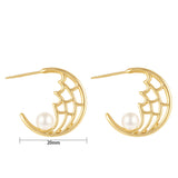 Load image into Gallery viewer, OAHLAN Women&#39;s Open Design Rhodium Plated S925 Sterling Silver Freshwater Pearl Earrings Fine Jewelry for Wedding Daily Wear