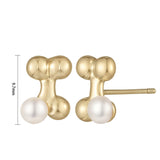 Load image into Gallery viewer, OAHLAN Women&#39;s Stacked Beaded Design S925 Sterling Silver Freshwater Pearl Earrings Fine Jewelry for Wedding Engagement