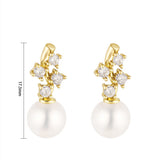 Load image into Gallery viewer, OAHLAN Women&#39;s Rhodium Plated Zircon S925 Sterling Silver White Freshwater Pearl Drop Earrings Fine Jewelry for Wedding Party