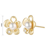 Load image into Gallery viewer, OAHLAN Women&#39;s Floral Shape Rhodium Plated S925 Sterling Silver Freshwater Pearl Earrings Fine Jewelry for Engagement Wedding