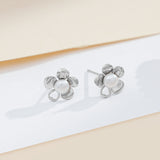 Load image into Gallery viewer, OAHLAN Women&#39;s Floral Shape Rhodium Plated S925 Sterling Silver Freshwater Pearl Earrings Fine Jewelry for Engagement Wedding