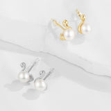 Load image into Gallery viewer, OAHLAN Women&#39;s S925 Sterling Silver Freshwater Pearl Earrings Rhodium Plated Swan Design Engagement Wedding Party Fine Jewelry
