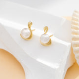 Load image into Gallery viewer, OAHLAN Women&#39;s S925 Sterling Silver Freshwater Pearl Earrings Rhodium Plated Swan Design Engagement Wedding Party Fine Jewelry