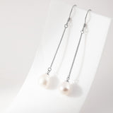 Load image into Gallery viewer, OAHLAN Women&#39;s S925 Sterling Silver White Freshwater Pearl Lightweight Drop Long Earrings Fine Jewelry for Wedding Anniversary