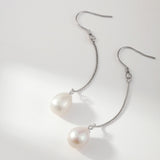 Load image into Gallery viewer, OAHLAN Women&#39;s S925 Sterling Silver White Freshwater Pearl Lightweight Drop Long Earrings Fine Jewelry for Wedding Anniversary