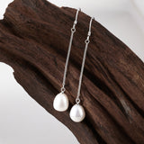 Load image into Gallery viewer, OAHLAN Women&#39;s S925 Sterling Silver White Freshwater Pearl Lightweight Drop Long Earrings Fine Jewelry for Wedding Anniversary