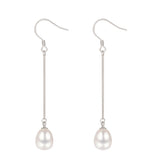 Load image into Gallery viewer, OAHLAN Women&#39;s S925 Sterling Silver White Freshwater Pearl Lightweight Drop Long Earrings Fine Jewelry for Wedding Anniversary