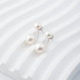Load image into Gallery viewer, OAHLAN Women&#39;s Rhodium Plated Two-Tier Freshwater Pearl S925 Sterling Silver Drop Earrings Fine Jewelry for Wedding Anniversary