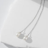 Load image into Gallery viewer, OAHLAN Women&#39;s S925 Sterling Silver Chain Minimalist Dangling Fine Jewelry Freshwater Pearl Earrings for Wedding Anniversary