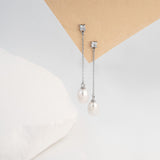Load image into Gallery viewer, OAHLAN Women&#39;s Rhodium Plated Elegant S925 Sterling Silver Freshwater Pearl Drop Earrings with Zircon Fine Jewelry for Wedding