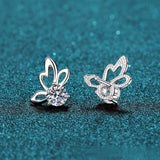 Load image into Gallery viewer, 4mm Cubic Zirconia Round Cut Butterfly Four Claws Stud Earrings 925 Sterling Silver Earrings For Women Hypoallergenic
