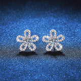 Load image into Gallery viewer, 5mm Cubic Zirconia Round Cut Sunflower Stud Earrings 925 Sterling Silver Earrings For Women Hypoallergenic Fine Jewelry