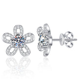 Load image into Gallery viewer, 5mm Cubic Zirconia Round Cut Sunflower Stud Earrings 925 Sterling Silver Earrings For Women Hypoallergenic Fine Jewelry