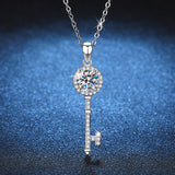 Load image into Gallery viewer, Fashion Luxury Jewelry Round Cut Key Pendant 925 Sterling Silver Zirconia Necklaces for Women