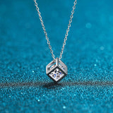 Load image into Gallery viewer, Fashion Luxury Jewelry 1Ct Round Cut Sugar Cube Pendant 925 Sterling Silver Moissanite Necklaces for Women