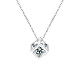 Load image into Gallery viewer, Fashion Luxury Jewelry Round Cut Sugar Cube Pendant 925 Sterling Silver Zirconia Necklaces for Women