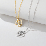 Load image into Gallery viewer, OAHLAN Gold Heart Shaped S925 Sterling Silver Pendant Necklace with Zircon Accents Timeless Elegant Fine Jewelry for Women Party