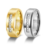 Load image into Gallery viewer, Silver Waterproof High Polished Zircon Inlay Tungsten Rings for Men Wedding Engagement