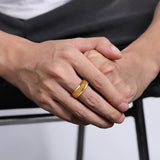 Load image into Gallery viewer, OAHLAN Men&#39;s 8mm Gold Plated Tungsten Carbide Ring Classic Style Fashion Jewelry for Engagement Anniversary Wedding Gift