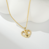 Load image into Gallery viewer, OAHLAN Gold Heart Shaped S925 Sterling Silver Pendant Necklace with Zircon Accents Timeless Elegant Fine Jewelry for Women Party
