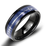 Load image into Gallery viewer, Ringsmaker 8mm Tungsten Carbide Ring Steel Arrow Silver Plated Inlay Imitation Meteorite Koa Wood Men Wedding Bands